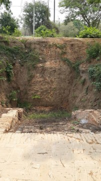 View of the flight of stairs excavated at Wat Tawet