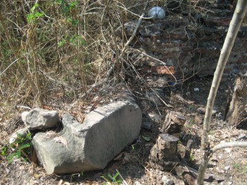 Remains of a fragmented Buddha statue