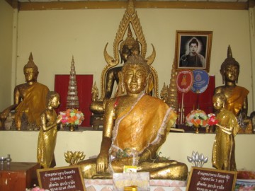 Buddha images inside the ordination hall